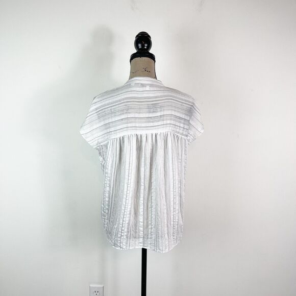 Vince NWOT Women's Short Sleeve Drapey Stripe Blouse White Size S - Picture 6 of 8